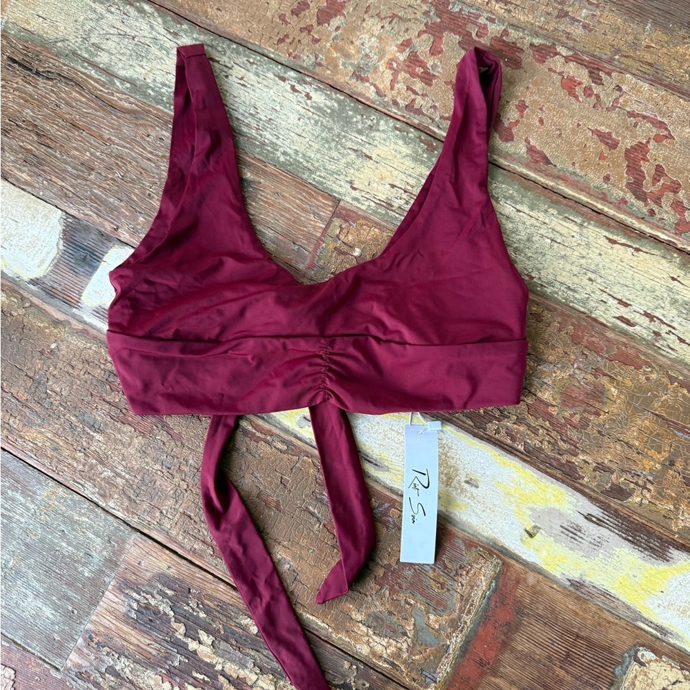 NWT Riot Swim Pico Merlot Burgundy Red Bikini Bathing Suit TOP | Size Large - Picture 3 of 6